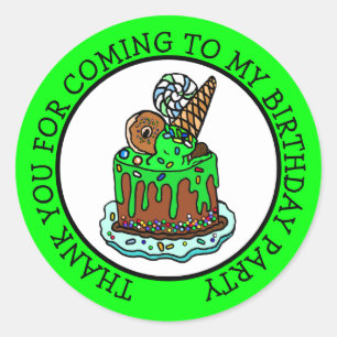 Sticker Rond Merci d'être venu à mon anniversaire