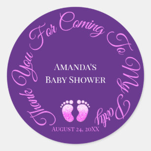 Sticker Rond Merci D'Être Venu À Mon Baby shower De Parti