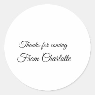 Sticker Rond merci d'être venu nom du message texte 