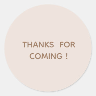 Sticker Rond MERCI D'ÊTRE VENU ! Rond rose pâle minimaliste
