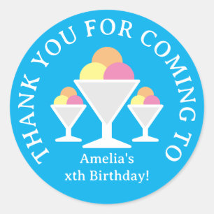 Sticker Rond Merci d'être venus les enfants glace fête d'annive
