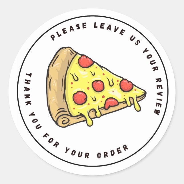 Sticker Rond Merci d'évaluation du congé de pizza couleur compl (Devant)