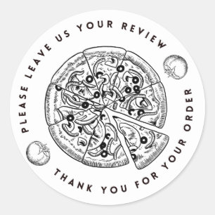 Sticker Rond Merci d'examen du congé de pizza noir et blanc
