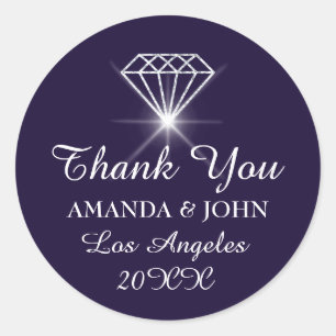 Sticker Rond Merci Diamond Nom Mariage Bridal Sweet16e