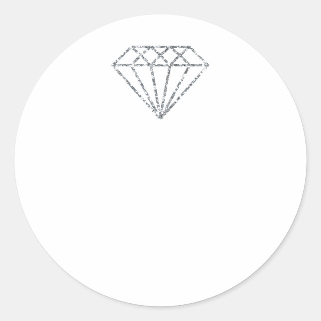 Sticker Rond Merci Diamond Nom Mariage Bridal Sweet16th White (Devant)