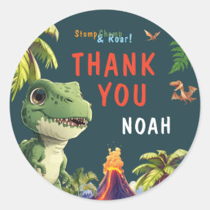 Sticker Rond Merci Dinosaur