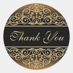Sticker Rond Merci d'or de parties scintillantes