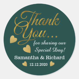 Sticker Rond Merci d'or Favor Emerald Green
