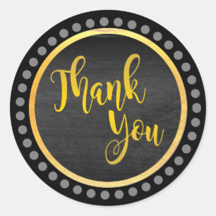 Sticker Rond Merci d'or noir