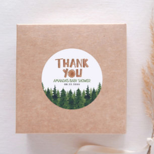 Sticker Rond Merci du Baby shower des bois