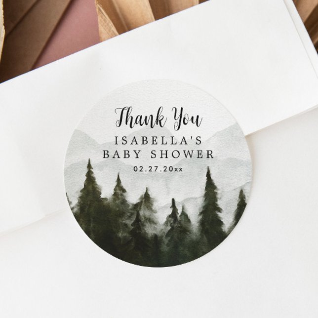 Sticker Rond Merci du Baby shower forestier de Misty (Créateur téléchargé)