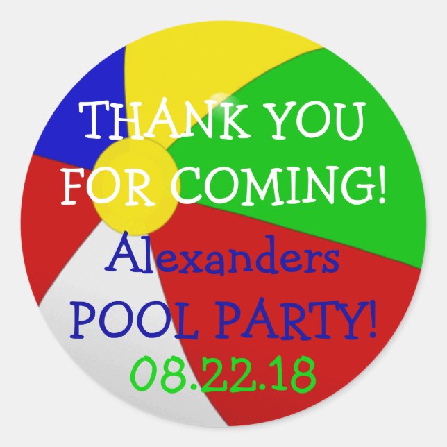 Sticker Rond Merci du Beach Ball Pool (Devant)
