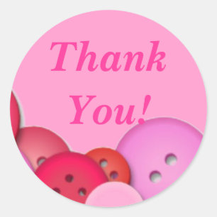 Sticker Rond Merci du bouton rose