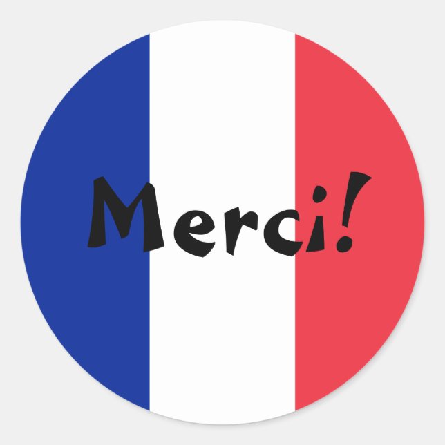 Sticker Rond Merci du drapeau français Merci ! (Devant)
