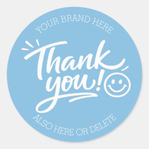 Sticker Rond « Merci ! » écrit à la main avec un smiley moderne