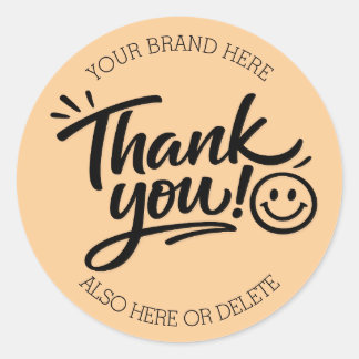 Sticker Rond « Merci ! » écrit à la main avec un smiley moderne