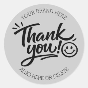 Sticker Rond « Merci ! » écriture manuscrite moderne avec smile