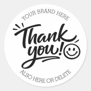 Sticker Rond « Merci ! » écriture manuscrite moderne avec smile