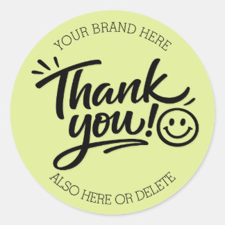 Sticker Rond « Merci ! » écriture manuscrite moderne avec smile