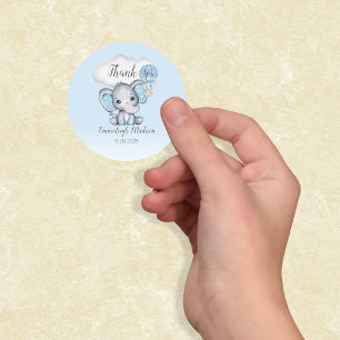 Sticker Rond Merci éléphant à air chaud   Garçon