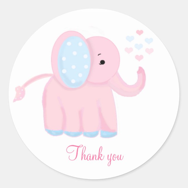 Sticker Rond Merci éléphant bébé (Devant)