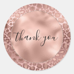 Sticker Rond Merci Empreinte de léopard Rose rose
