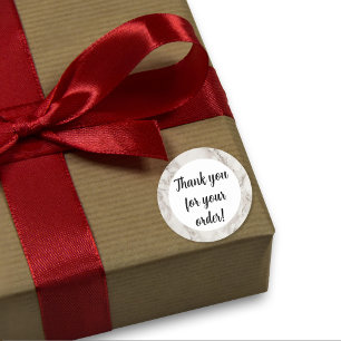 Sticker Rond Merci en marbre beige