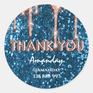 Sticker Rond merci entreprise Nom Instagra Blue Rose Parties sc