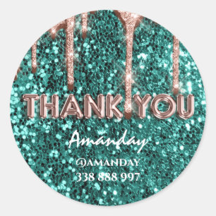Sticker Rond merci entreprise Nom Instagra Mint Green Drip