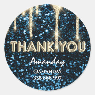 Sticker Rond merci entreprise Nom Instagra Turquoise Gold Drip