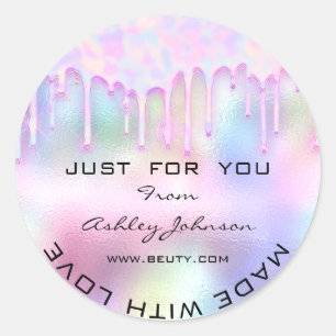 Sticker Rond Merci Fabriqué Avec Parties scintillant Amour Holo