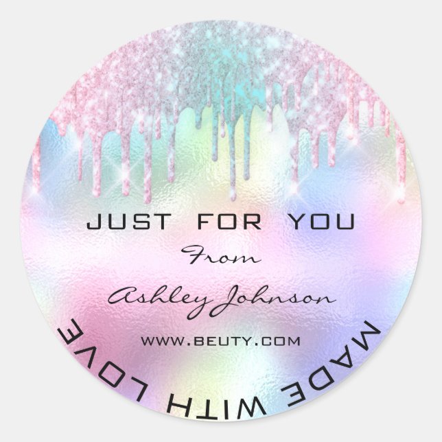 Sticker Rond Merci Fabriqué avec Parties scintillant d'amour Ho (Devant)