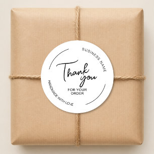 Sticker Rond Merci Fait à la main avec amour Entreprise 