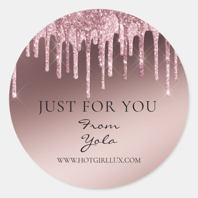 Sticker Rond Merci fait avec amour juste pour vous or rose (Devant)
