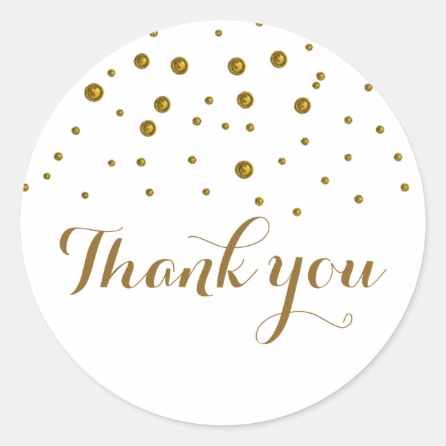 Sticker Rond Merci Faux Gold Confetti (Devant)