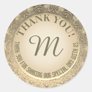 Sticker Rond Merci   Faux Gold Foil