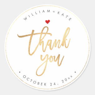 Sticker Rond Merci, Faux Gold Script moderne do-it-yourself Arr