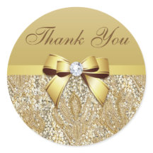 Merci Faux Gold Sequins Bow Diamond