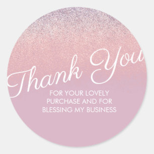 Sticker Rond Merci Faux Parties scintillant rose et pourpre