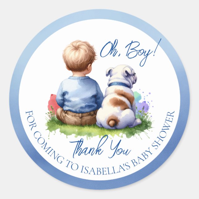 Sticker Rond Merci | Faveur Baby shower (Devant)