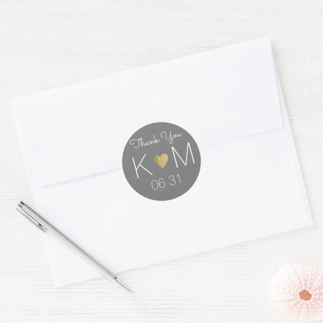 Sticker Rond Merci. Faveur de mariage (Enveloppe)