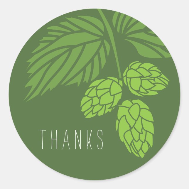 Sticker Rond Merci Favor Étiquette, Hops, Bière (Devant)