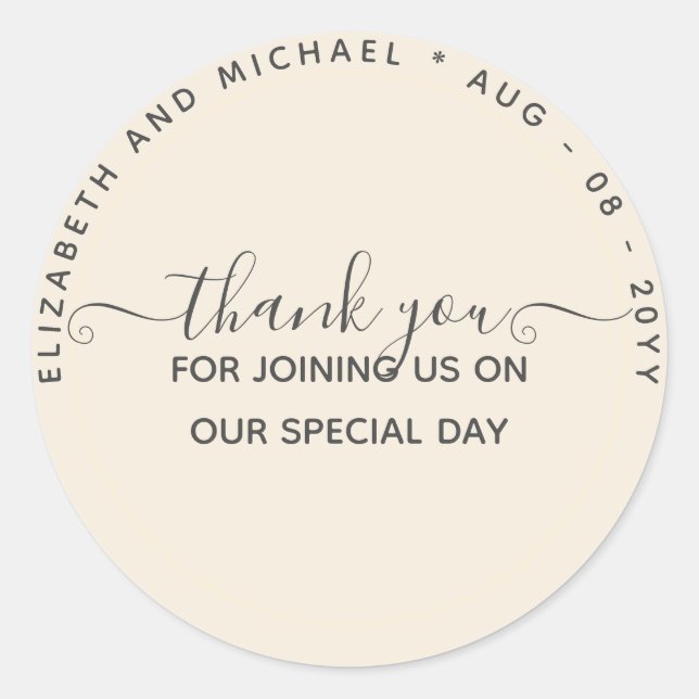 Sticker Rond Merci Favor Monochrome (Devant)