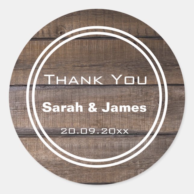 Sticker Rond Merci Favor Rustique Mariage & Baby shower (Devant)