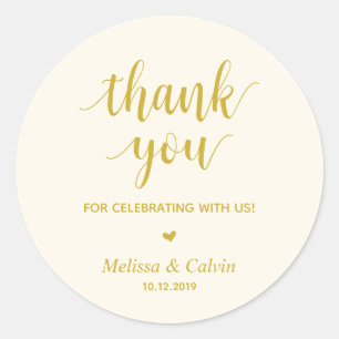 Sticker Rond Merci, fête avec nous, Cadeaux de Mariage