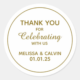 Sticker Rond Merci, fête avec nous, Cadeaux de Mariage