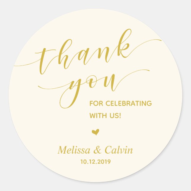 Sticker Rond Merci, fête avec nous, répétition mariage (Devant)