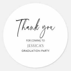 Sticker Rond Merci Fête de fin d'études des diplômés blancs