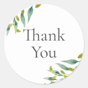 Sticker Rond Merci Fête des mariées Feuille de prairie frais