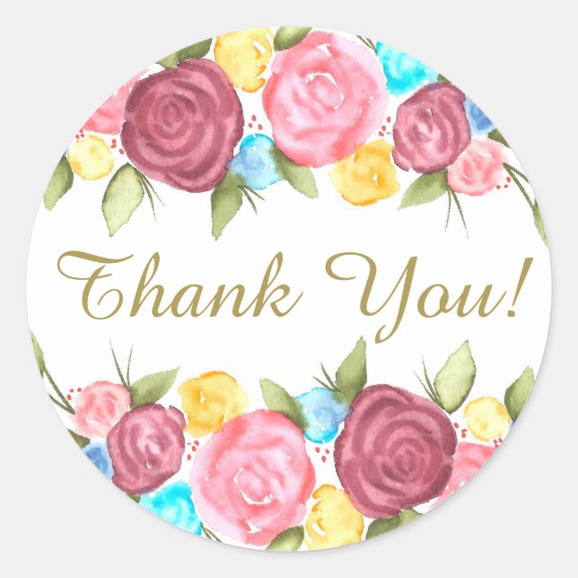 Sticker Rond Merci floral (Devant)